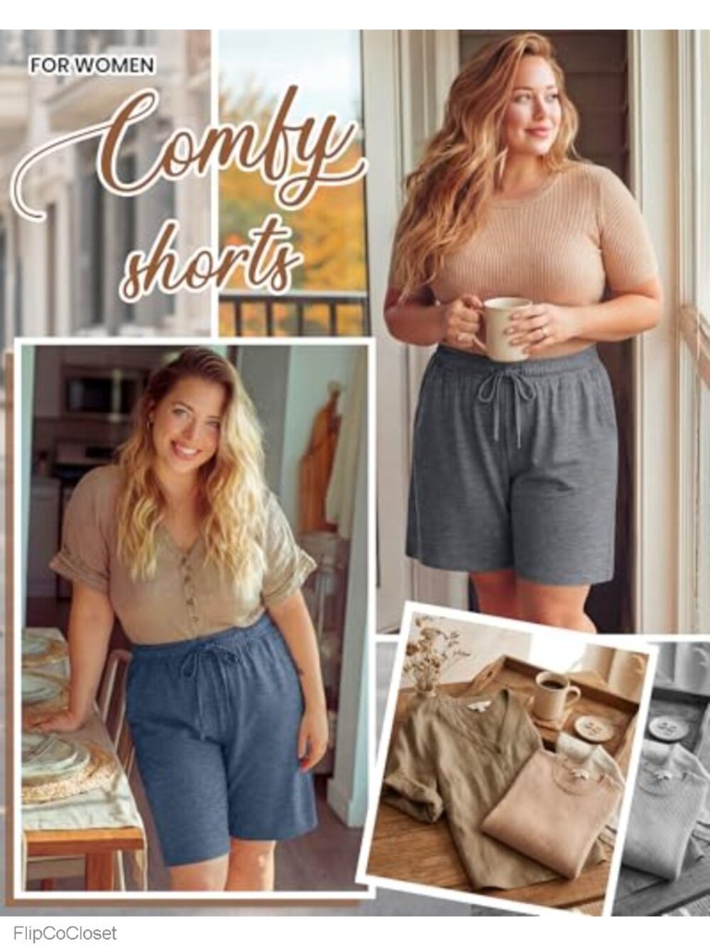 3 Pack Plus Size Bermuda Shorts Cotton Drawstring Knee Length Athletic Summer View 3